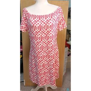 J McLaughlin Size L Women Dress White Red Stretch‎ Colorful